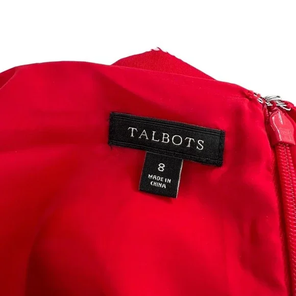 Talbots Dress 8 Medium Fit Flare Red White Stripe Sailor Nautical Cotton $179 - Picture 6 of 7